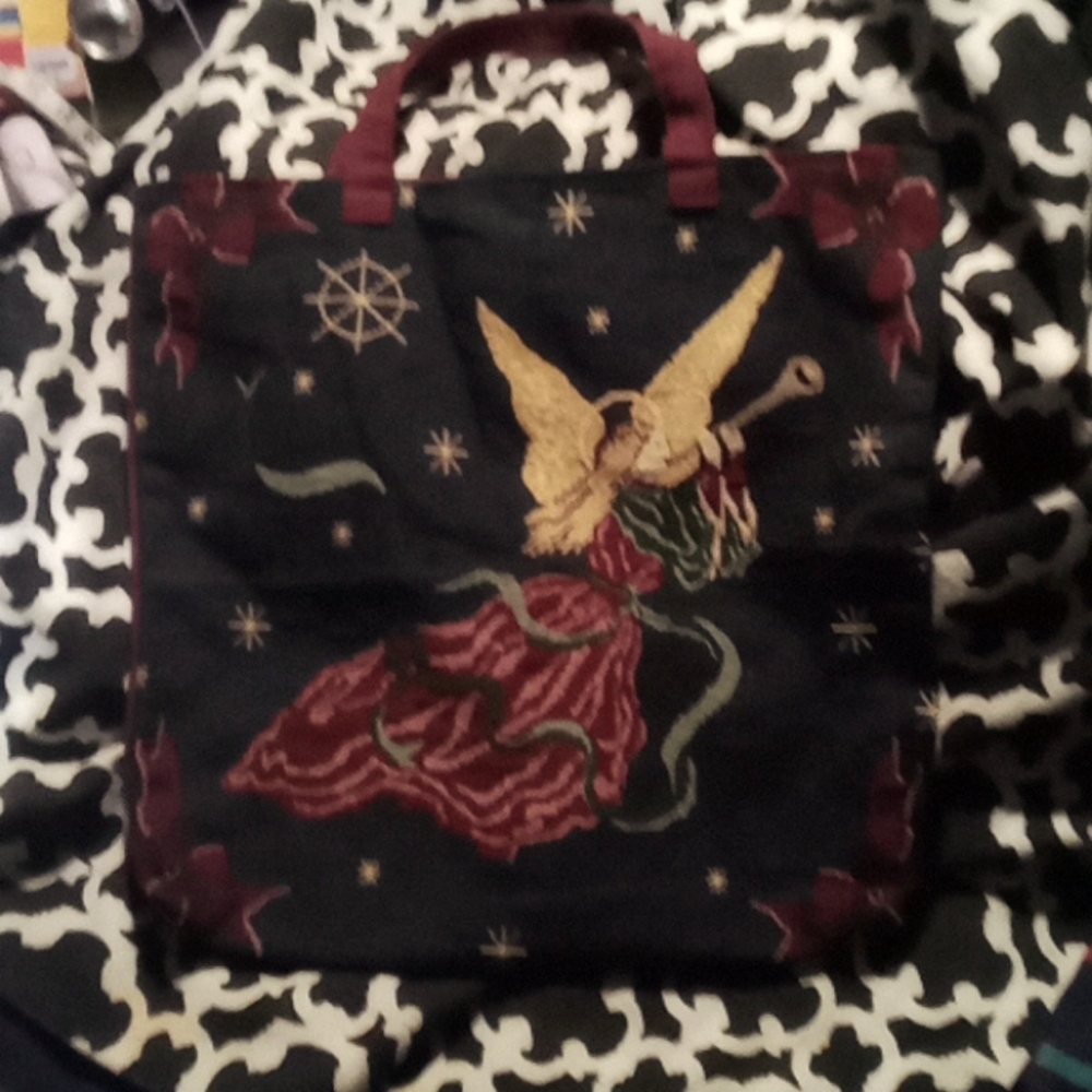 Holiday Angel fabric tote bag